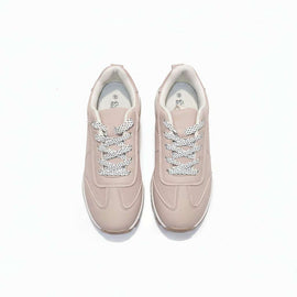 Beige Lace Up Slim Runner Beige Nawao.com