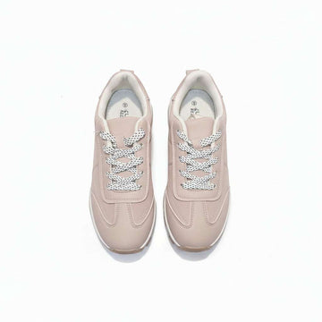 Beige Lace Up Slim Runner Beige Nawao.com