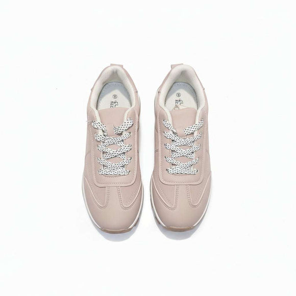 Beige Lace Up Slim Runner Beige Nawao.com