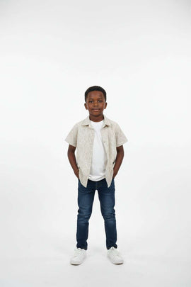 Beige Leaves Aop Short Sleeve Shirt And T Shirt  Beige Nawao.com