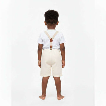 Beige Linen Shorts With Suspender Beige Nawao.com