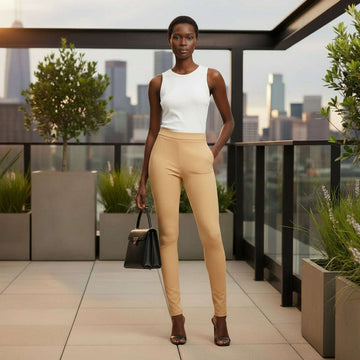 Beige Long Length Legging Beige Nawao.com