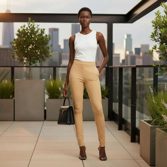 Beige Long Length Legging Beige Nawao.com