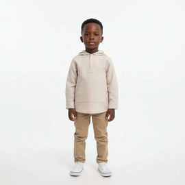 Beige Long Sleeve Hooded Linen Shirt Beige Nawao.com
