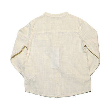 Beige Long Sleeve Oxford Shirt With Pocket Nawao.com