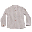 Beige Long Sleeve Stripe Shirt Beige Nawao.com