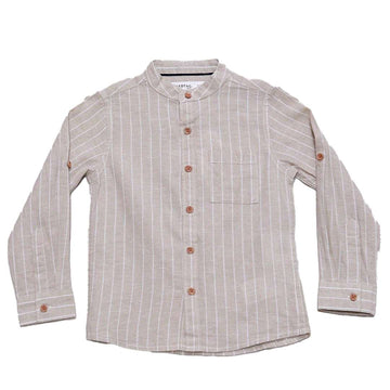 Beige Long Sleeve Stripe Shirt Beige Nawao.com