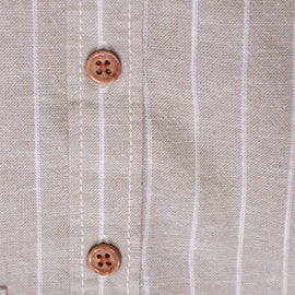 Beige Long Sleeve Stripe Shirt Beige Nawao.com