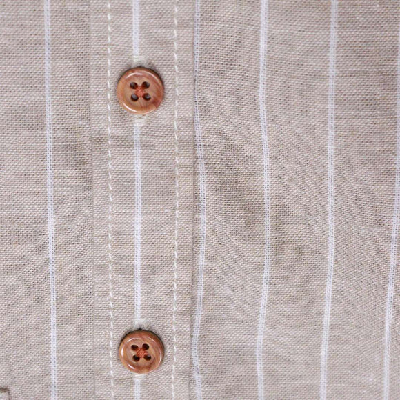 Beige Long Sleeve Stripe Shirt Beige Nawao.com
