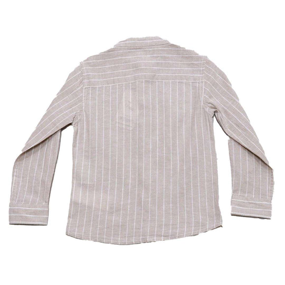 Beige Long Sleeve Stripe Shirt Beige Nawao.com