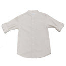 Beige Mandarin Collar Long Sleeve Shirt Nawao.com