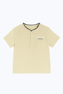 Beige Mandarin Pique Polo Nawao.com