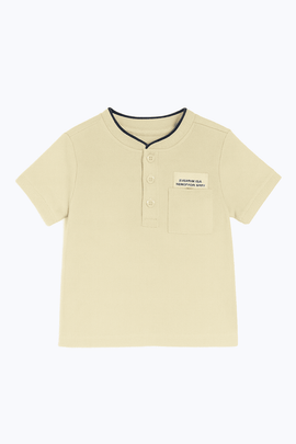 Beige Mandarin Pique Polo Nawao.com
