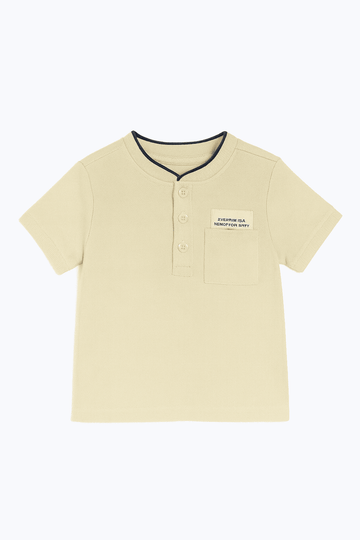 Beige Mandarin Pique Polo Nawao.com