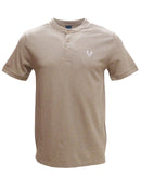 Beige Mao Collar Polo Shirt With Chest Nawao.com