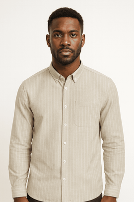Beige  Men Casual Shirt Nawao.com
