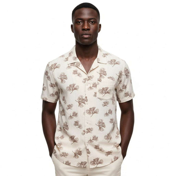 Beige Men Casual Shirt Nawao.com