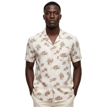 Beige Men Casual Shirt Nawao.com
