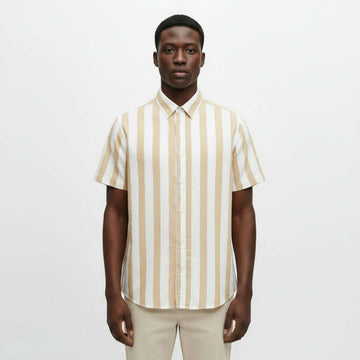 Beige Mens Casual Shirt Beige Nawao.com