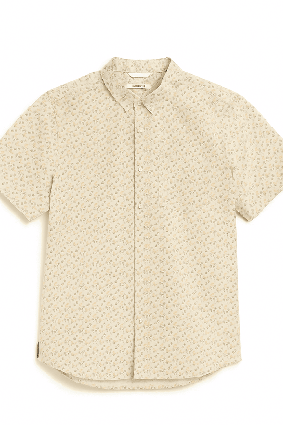 Beige Mens Casual Shirt Nawao.com