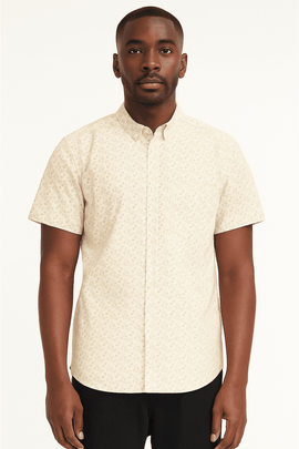 Beige Mens Casual Shirt Nawao.com