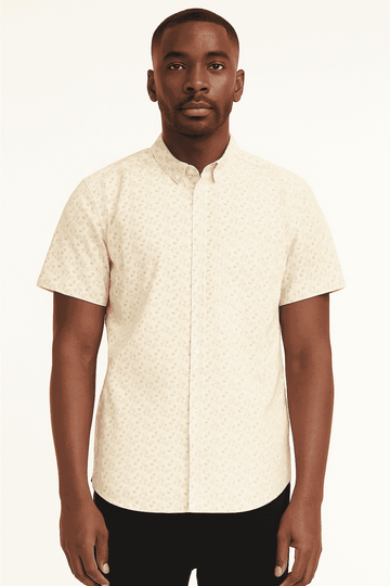 Beige Mens Casual Shirt Nawao.com