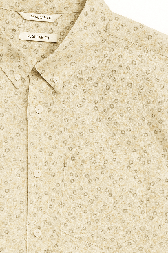 Beige Mens Casual Shirt Nawao.com