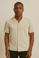 Beige Mens Casual Shirt Nawao.com