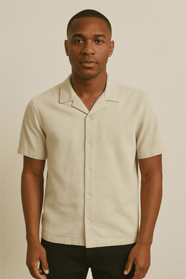 Beige Mens Casual Shirt Nawao.com