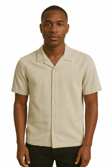 Beige Mens Casual Shirt Nawao.com