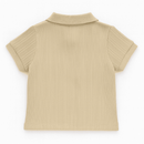 Beige Multi Rib Half Zipper Polo Nawao.com
