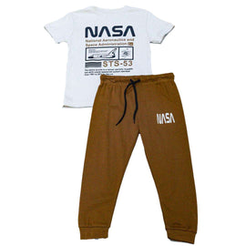 Beige Nasa T Shirt And Long Pant Pyjama Set Beige 3 4 Years Nawao.com