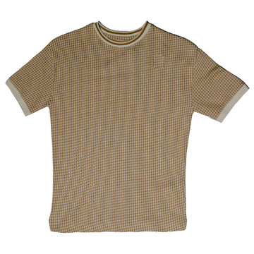 Beige Oversize Check T-Shirt Nawao.com