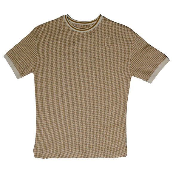 Beige Oversize Check T-Shirt Nawao.com