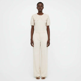 Beige Oversize Collar Top Beige Uk8 Nawao.com
