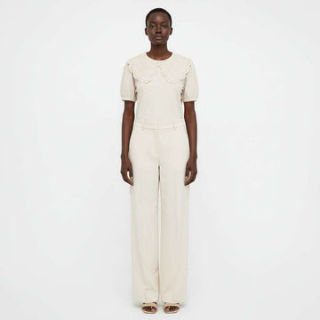 Beige Oversize Collar Top Beige Uk8 Nawao.com