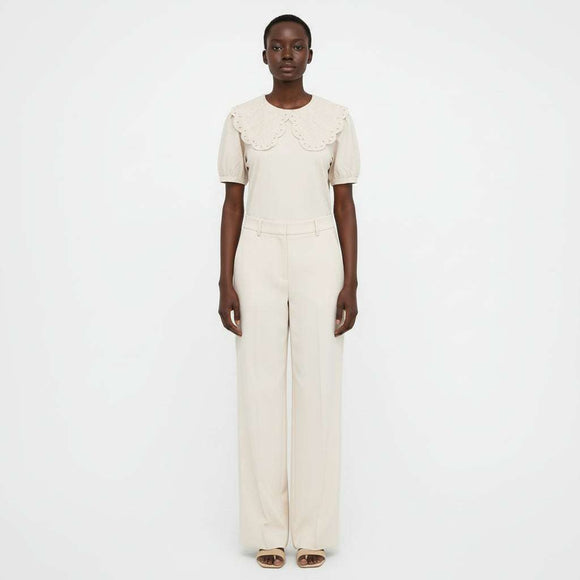 Beige Oversize Collar Top Beige Uk8 Nawao.com
