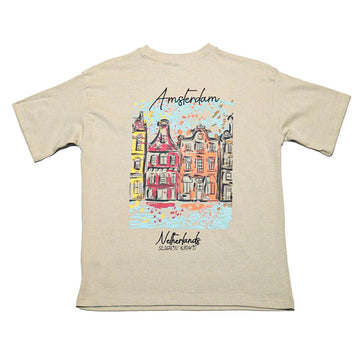 Beige Photographic Oversize Tee Nawao.com
