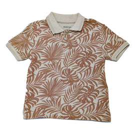 Beige Pique Aop Shortsleeve Polo Nawao.com