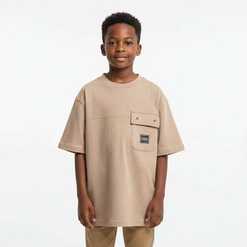 Beige Pocket Crewneck T Shirt Beige Nawao.com