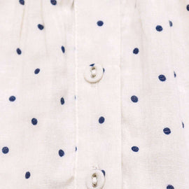Beige Polkadot Button Front Blouse Nawao.com