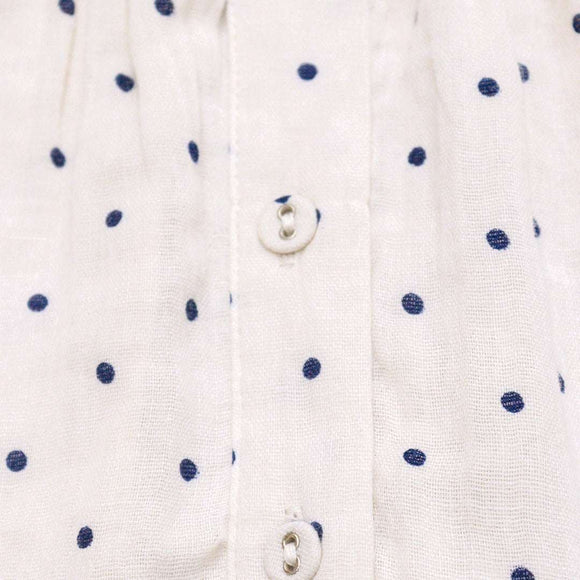 Beige Polkadot Button Front Blouse Nawao.com