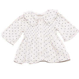 Beige Polkadot Button Front Blouse Nawao.com