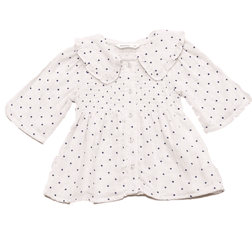 Beige Polkadot Button Front Blouse Nawao.com