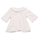 Beige Polkadot Button Front Blouse Nawao.com