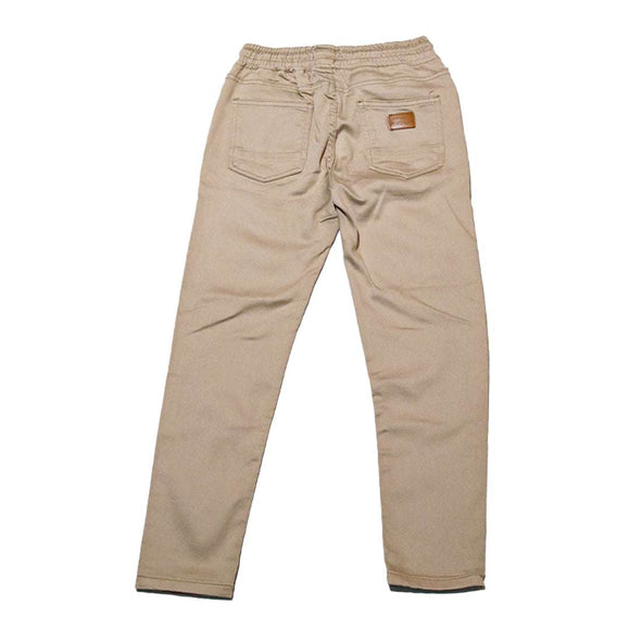 Beige Pullon Knit Denim Jeans Nawao.com