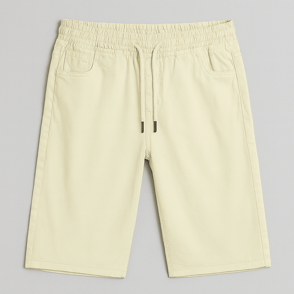 Beige Pullon Trouser Shorts Nawao.com