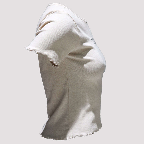 Beige Rib T-Shirt Nawao.com