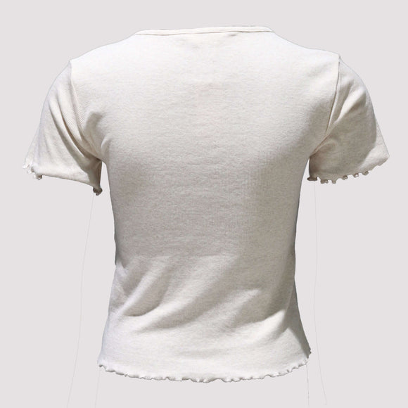 Beige Rib T-Shirt Nawao.com
