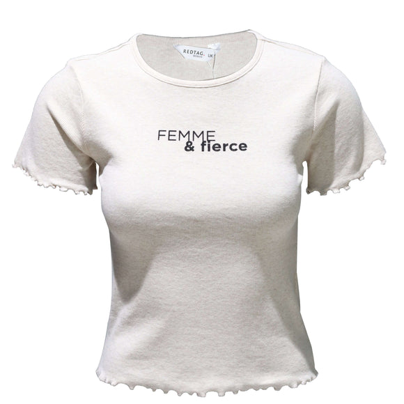 Beige Rib T-Shirt Nawao.com